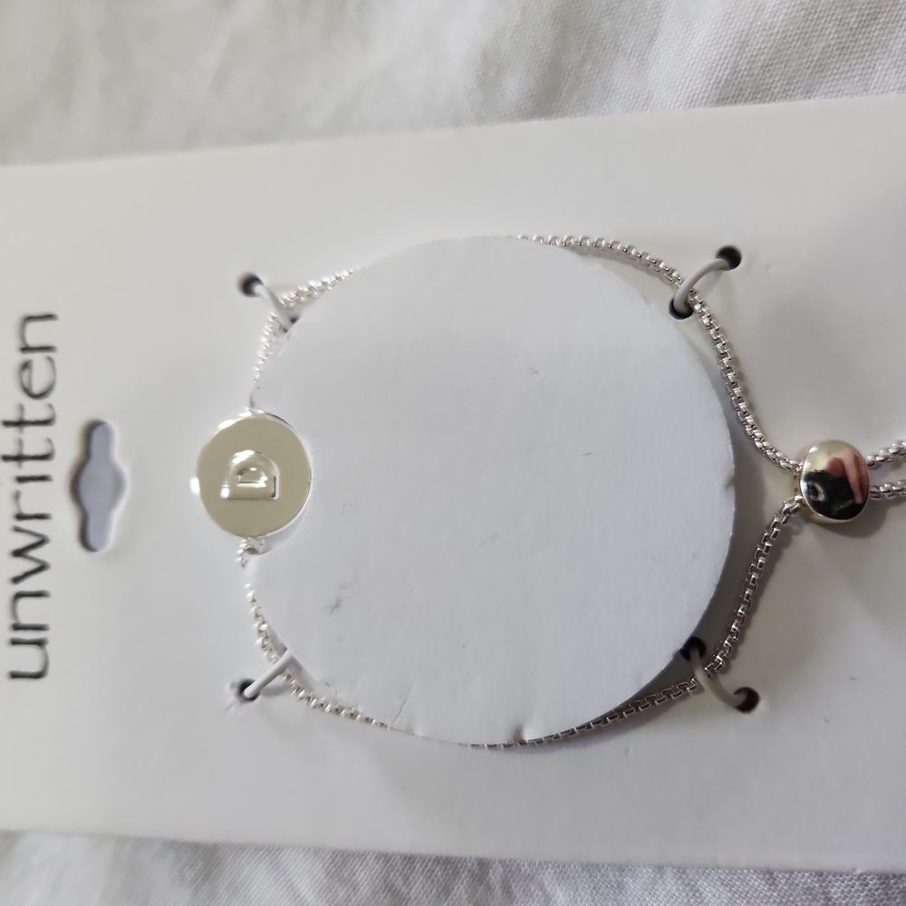Unwritten Coin Initial Silver Plated Bolo Bracelet Letter D